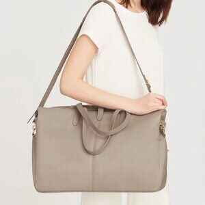 Cuyana Leather Triple Zipper Weekender (Stone)